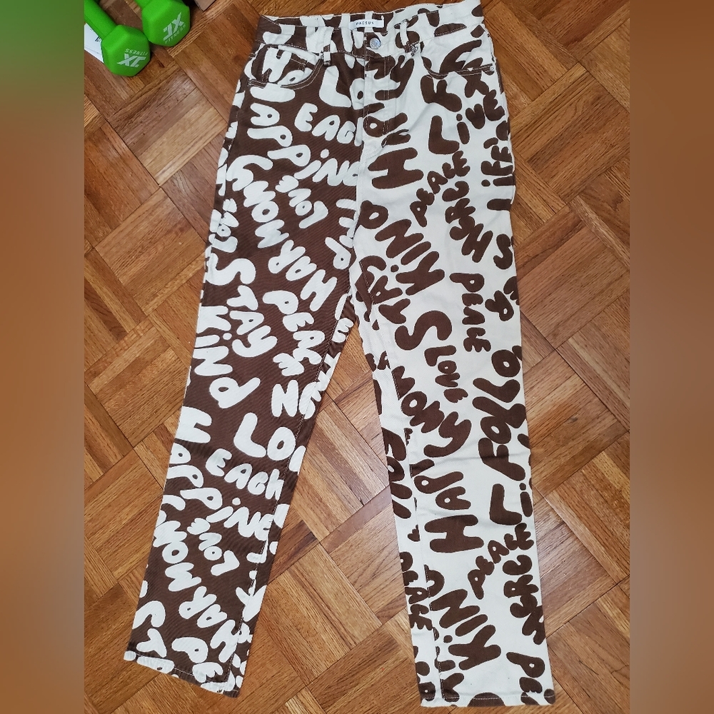 PacSun Two-Tone Printed Dad Jeans